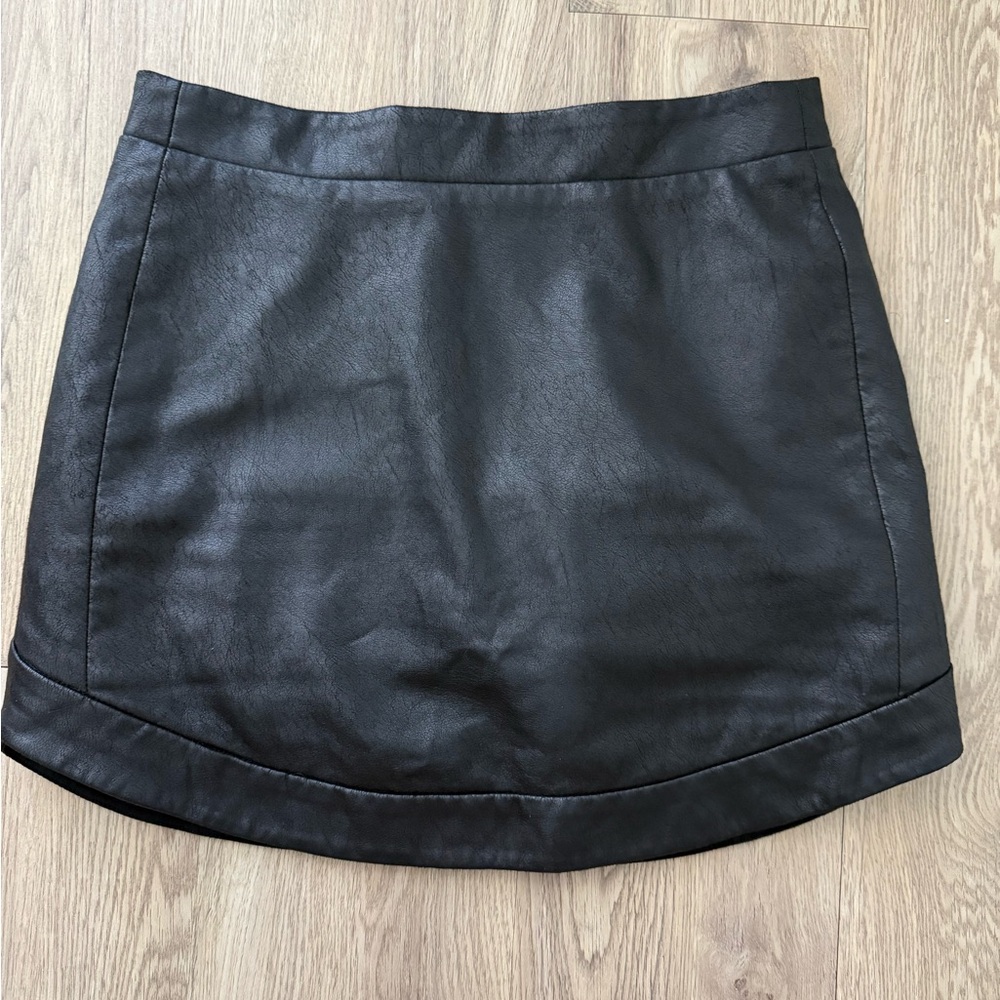 BCBGMaxazria Black Leather Mini Skirt